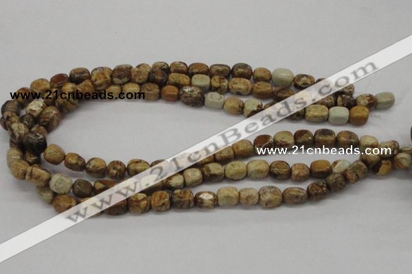CNG208 15.5 inches 8*10mm nuggets picture jasper gemstone beads