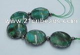 CNG2191 7.5 inches 30mm flat round agate beads with brass setting