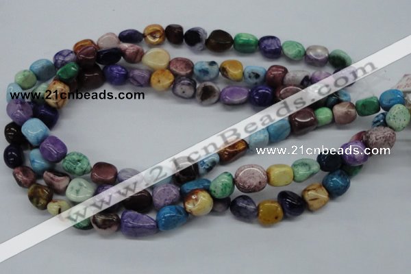 CNG228 15.5 inches 10*14mm nuggets dyed white agate gemstone beads