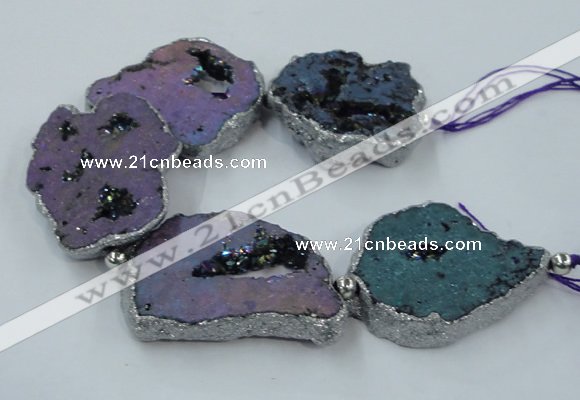 CNG2332 7.5 inches 35*40mm - 45*50mm freeform druzy agate beads