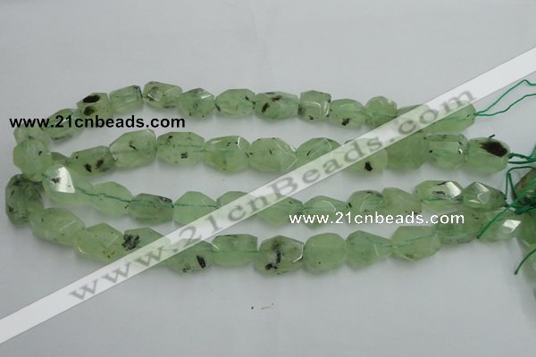 CNG241 10*12mm - 15*16mm faceted nuggets green rutilated quartz beads