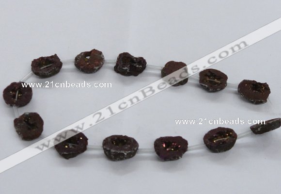CNG2486 15.5 inches 15*20mm - 20*25mm freeform plated druzy agate beads
