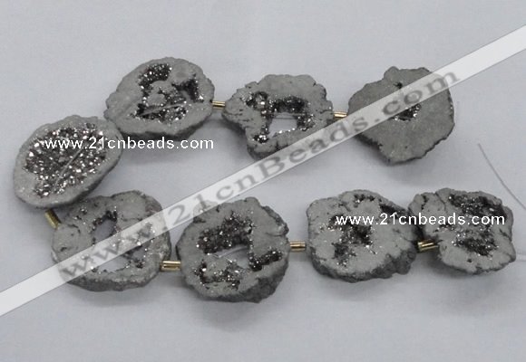 CNG2498 15.5 inches 30*40mm - 40*50mm freeform plated druzy agate beads