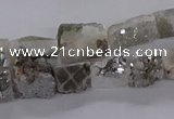 CNG3152 15.5 inche 8*15mm - 11*20mm freeform plated druzy agate beads