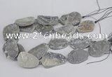 CNG3274 22*30mm - 30*40mm freeform plated druzy agate beads