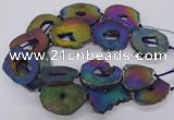 CNG3297 40*45mm - 45*55mm freeform plated druzy agate beads