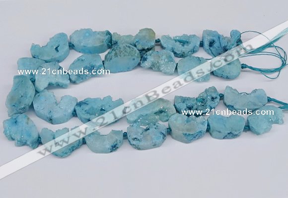 CNG3377 20*30mm - 30*45mm freeform plated druzy agate beads