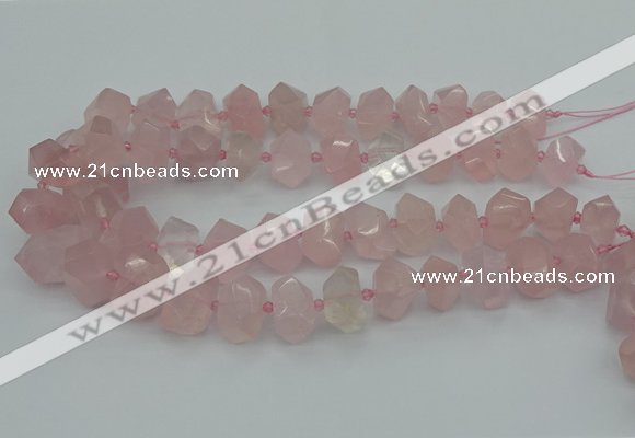 CNG5367 15.5 inches 12*16mm - 15*20mm faceted nuggets rose quartz beads
