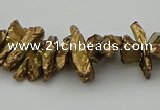 CNG5463 15.5 inches 6*10mm - 8*20mm nuggets plated quartz beads