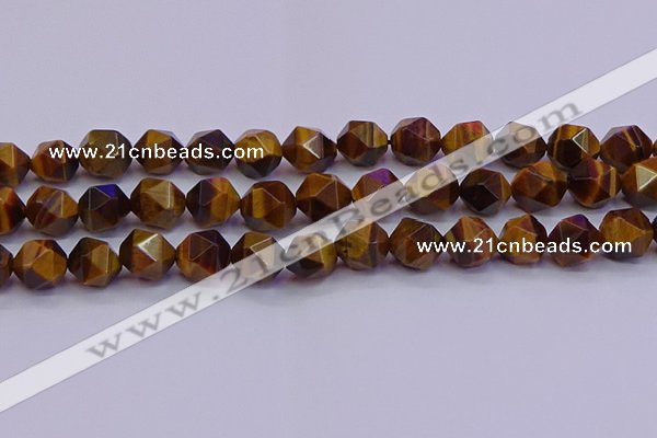 CNG5579 15.5 inches 12mm faceted nuggets yellow tiger eye beads