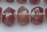 CNG5584 12*16mm - 15*20mm faceted nuggets strawberry quartz beads