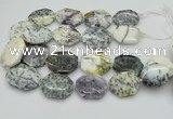 CNG5598 20*30mm - 35*45mm faceted freeform white opal gemstone beads