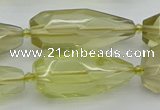 CNG5648 15*35mm - 18*45mm faceted teardrop lemon quartz beads