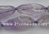 CNG5651 15.5 inches 15*35mm - 18*40mm faceted rice amethyst beads
