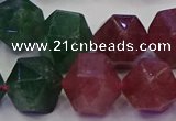 CNG5853 14*16mm - 16*18mm faceted nuggets mixed strawberry quartz beads