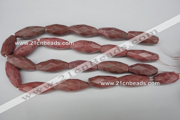 CNG592 13*30mm - 15*40mm faceted rice rhodochrosite nugget beads