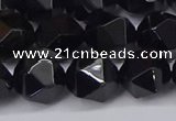 CNG6025 15.5 inches 12mm faceted nuggets black agate beads