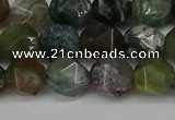CNG6083 15.5 inches 8mm faceted nuggets moss agate beads