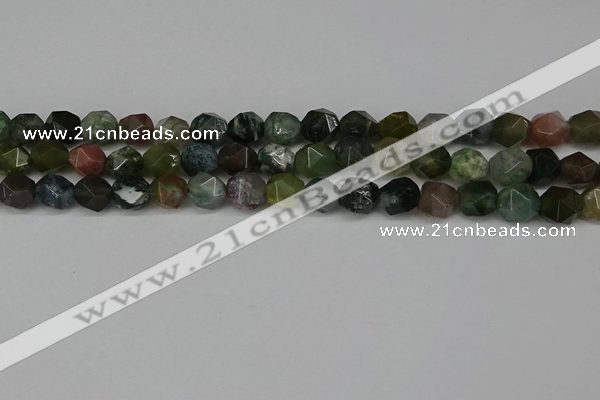 CNG6083 15.5 inches 8mm faceted nuggets moss agate beads