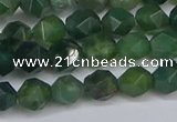 CNG6225 15.5 inches 6mm faceted nuggets moss agate beads
