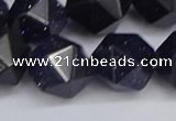 CNG6297 15.5 inches 14mm faceted nuggets blue goldstone beads