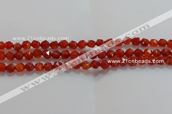 CNG6504 15.5 inches 6mm faceted nuggets red agate beads