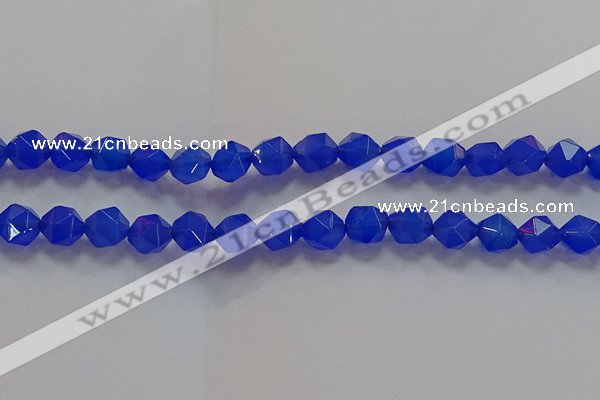 CNG6510 15.5 inches 10mm faceted nuggets blue agate beads