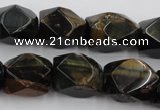 CNG654 15.5 inches 13*18mm faceted nuggets blue tiger eye beads