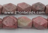 CNG658 15.5 inches 13*18mm faceted nuggets rhodochrosite beads
