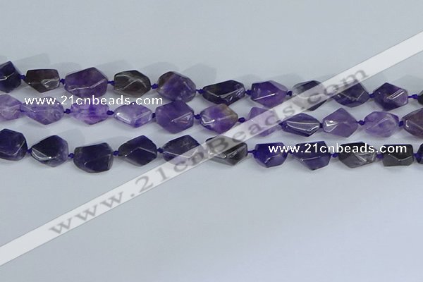 CNG7132 15.5 inches 6*10mm - 10*14mm faceted nuggets amethyst beads