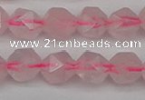 CNG7227 15.5 inches 10mm faceted nuggets rose quartz beads