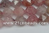 CNG7256 15.5 inches 8mm faceted nuggets strawberry quartz beads