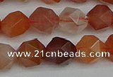 CNG7283 15.5 inches 12mm faceted nuggets red rabbit hair quartz beads
