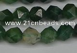 CNG7337 15.5 inches 10mm faceted nuggets moss agate beads
