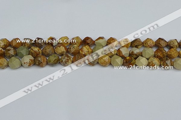 CNG7378 15.5 inches 12mm faceted nuggets picture jasper beads