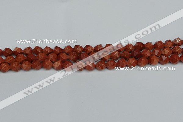 CNG7401 15.5 inches 8mm faceted nuggets goldstone beads