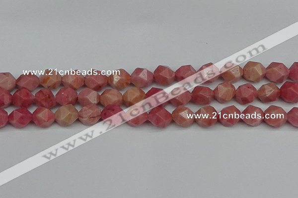 CNG7422 15.5 inches 10mm faceted nuggets rhodochrosite beads