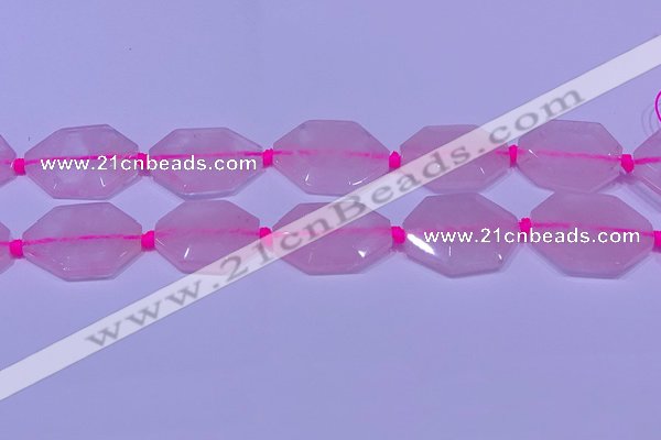 CNG7510 15.5 inches 25*35mm - 30*40mm faceted freeform rose quartz beads