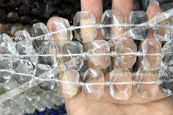 CNG7750 13*18mm - 15*25mm faceted freeform white crystal beads