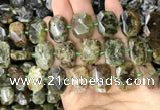 CNG7767 13*18mm - 15*25mm faceted freeform green garnet beads