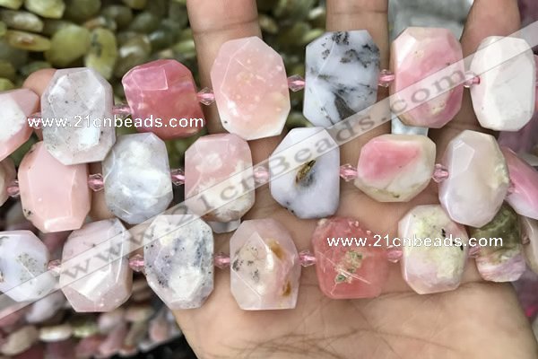 CNG7780 13*18mm - 15*25mm faceted freeform pink opal beads