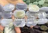 CNG7916 22*30mm - 25*35mm faceted freeform blue chalcedony beads