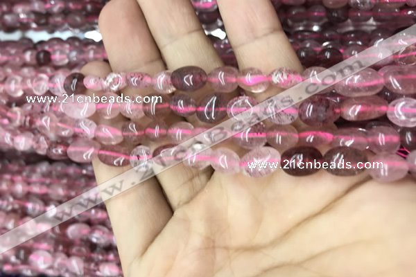 CNG8006 15.5 inches 6*8mm nuggets strawberry quartz beads