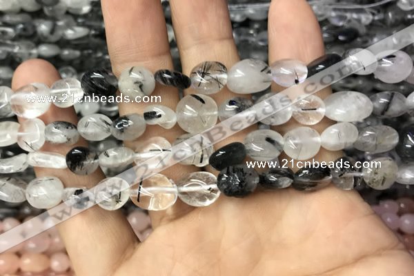 CNG8036 15.5 inches 8*10mm nuggets black rutilated quartz beads