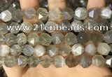 CNG8749 15.5 inches 12mm faceted nuggets grey moonstone beads