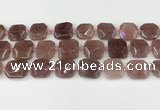CNG8803 15.5 inches 16mm - 20mm faceted freeform strawberry quartz beads