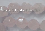 CNG922 15 inches 14mm faceted nuggets rose quartz beads