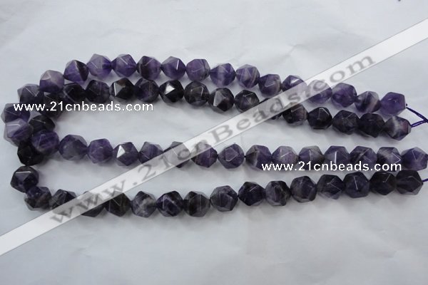 CNG929 15 inches 10mm faceted nuggets amethyst gemstone beads