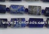 CNL1606 15.5 inches 10*15mm faceted tube lapis lazuli gemstone beads