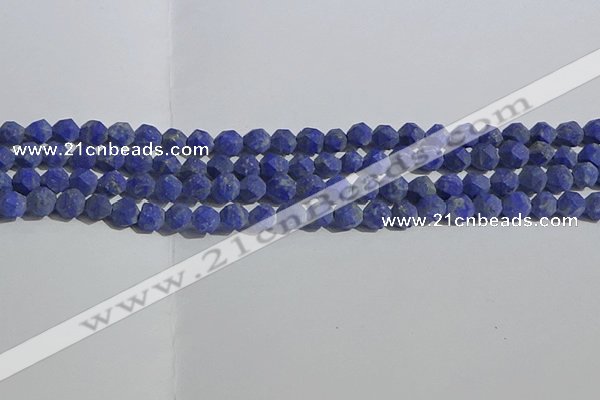 CNL1665 15.5 inches 6mm faceted nuggets matte lapis lazuli beads